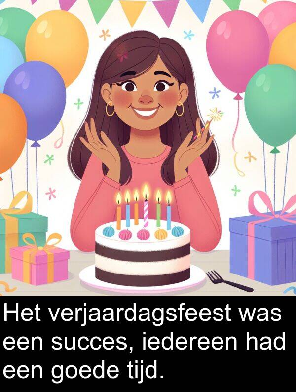 had: Het verjaardagsfeest was een succes, iedereen had een goede tijd.