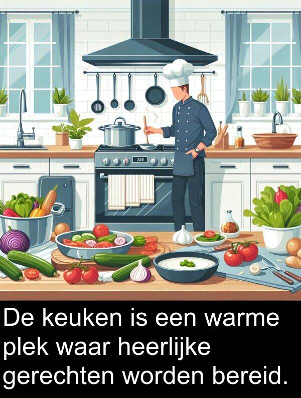 waar: De keuken is een warme plek waar heerlijke gerechten worden bereid.