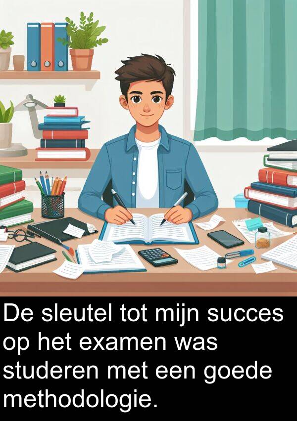 goede: De sleutel tot mijn succes op het examen was studeren met een goede methodologie.