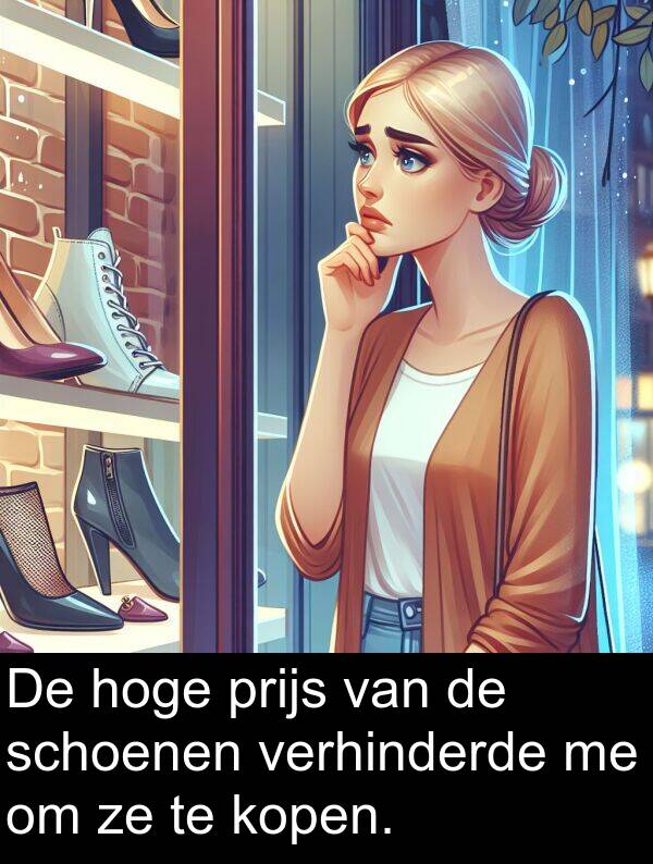 schoenen: De hoge prijs van de schoenen verhinderde me om ze te kopen.