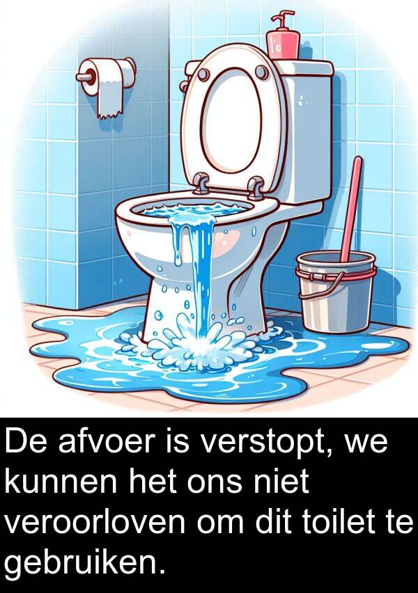 gebruiken: De afvoer is verstopt, we kunnen het ons niet veroorloven om dit toilet te gebruiken.