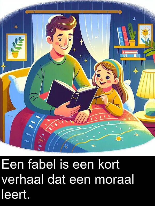 fabel: Een fabel is een kort verhaal dat een moraal leert.