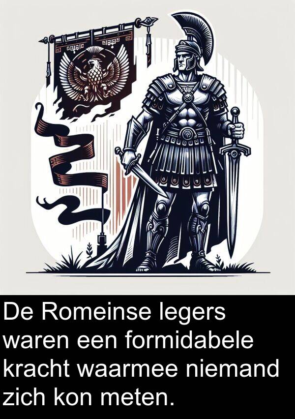 formidabele: De Romeinse legers waren een formidabele kracht waarmee niemand zich kon meten.