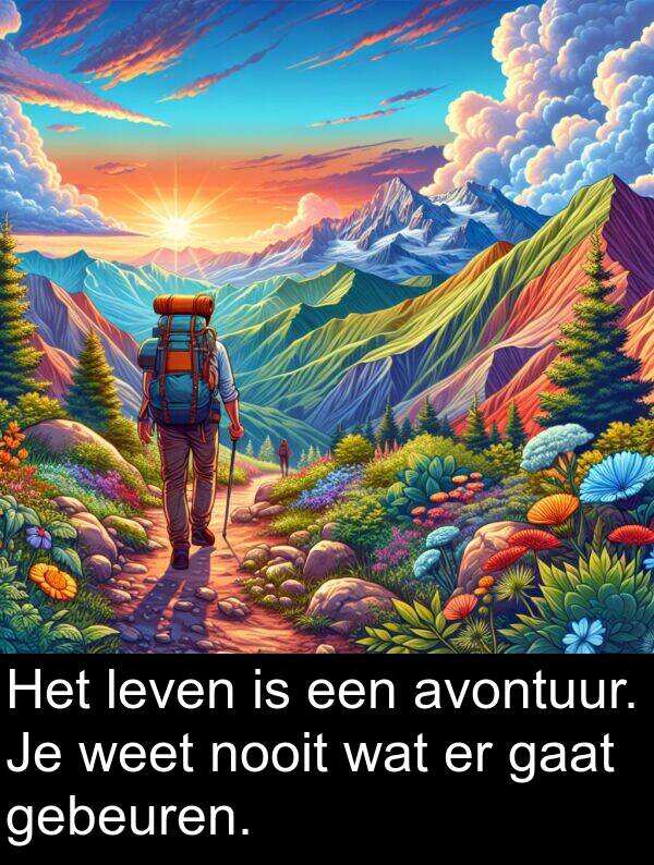 weet: Het leven is een avontuur. Je weet nooit wat er gaat gebeuren.