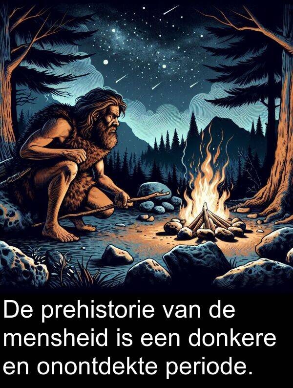 periode: De prehistorie van de mensheid is een donkere en onontdekte periode.