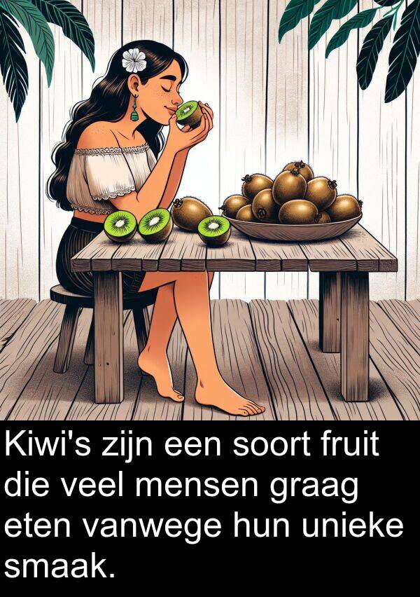 fruit: Kiwi's zijn een soort fruit die veel mensen graag eten vanwege hun unieke smaak.