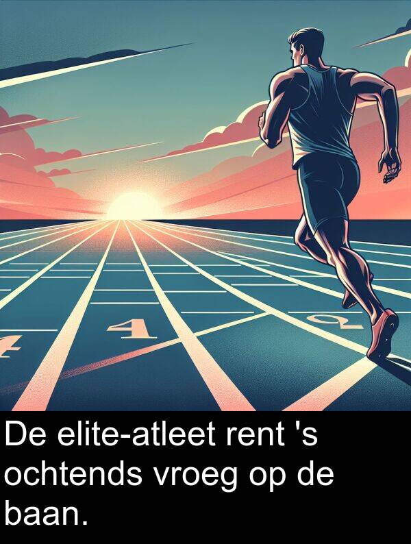 baan: De elite-atleet rent 's ochtends vroeg op de baan.