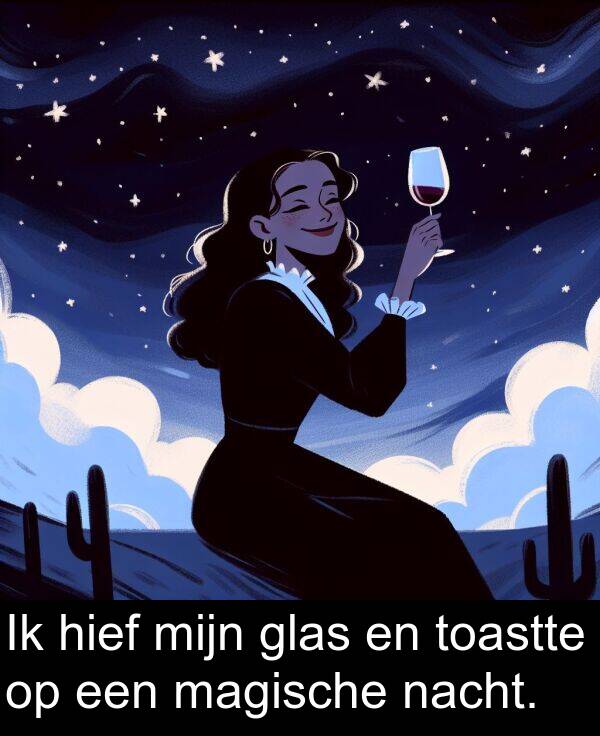 nacht: Ik hief mijn glas en toastte op een magische nacht.