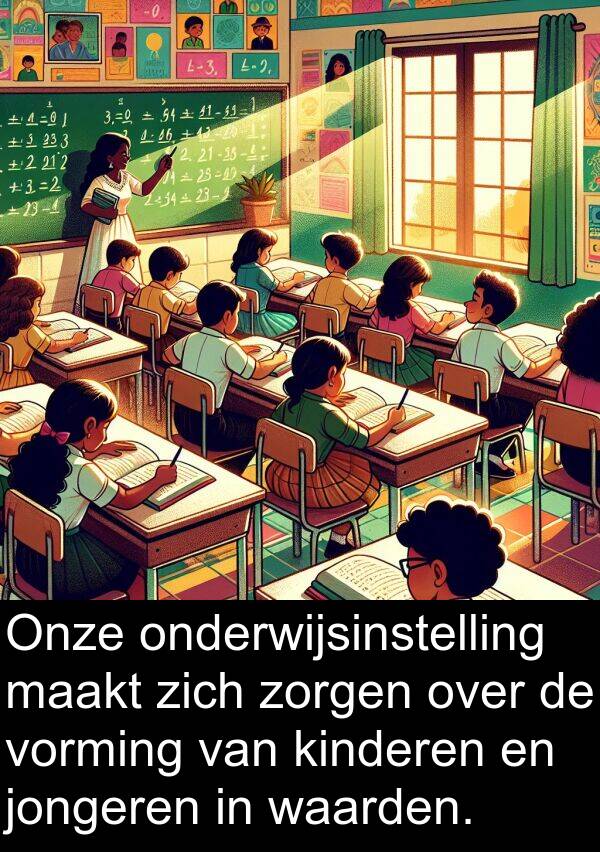 maakt: Onze onderwijsinstelling maakt zich zorgen over de vorming van kinderen en jongeren in waarden.