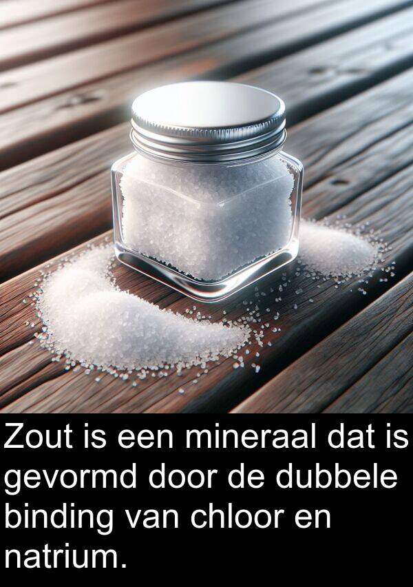 binding: Zout is een mineraal dat is gevormd door de dubbele binding van chloor en natrium.