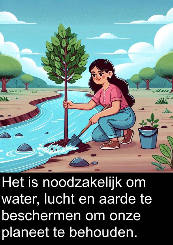 planeet: Het is noodzakelijk om water, lucht en aarde te beschermen om onze planeet te behouden.