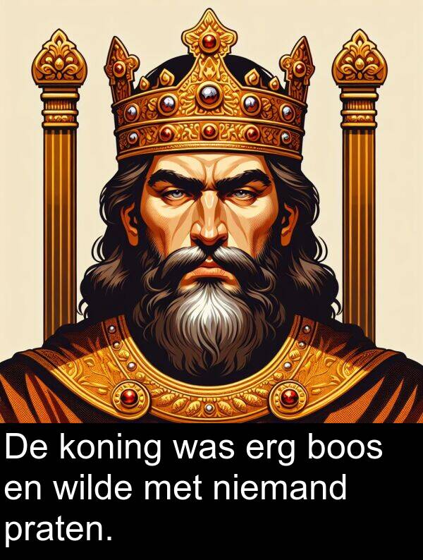 niemand: De koning was erg boos en wilde met niemand praten.