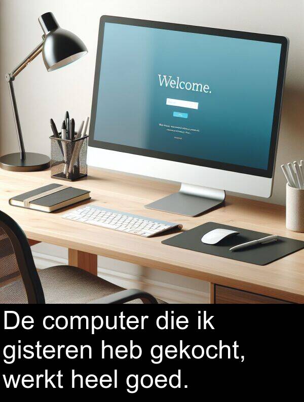 computer: De computer die ik gisteren heb gekocht, werkt heel goed.