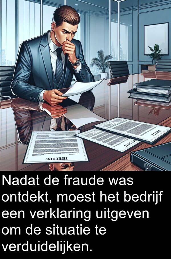 uitgeven: Nadat de fraude was ontdekt, moest het bedrijf een verklaring uitgeven om de situatie te verduidelijken.