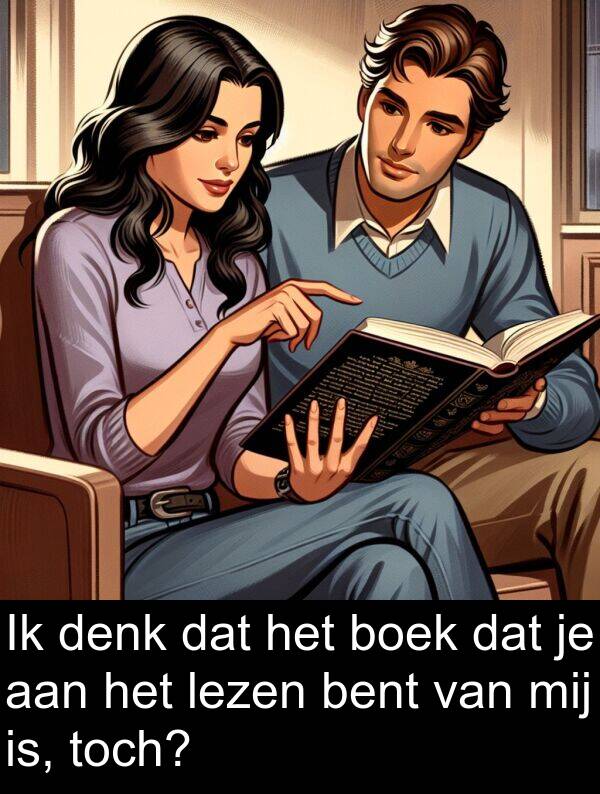 boek: Ik denk dat het boek dat je aan het lezen bent van mij is, toch?