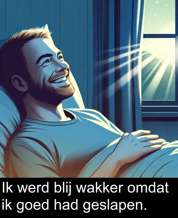 werd: Ik werd blij wakker omdat ik goed had geslapen.