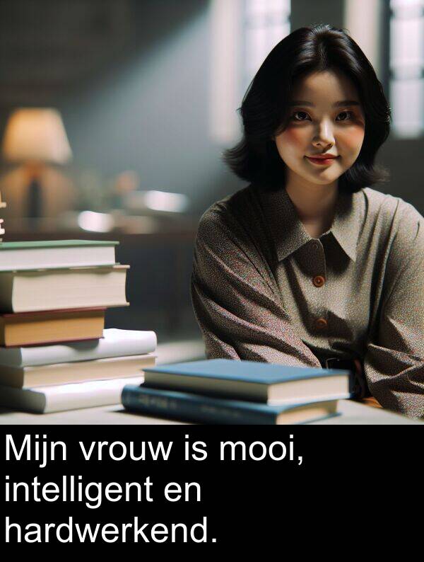 hardwerkend: Mijn vrouw is mooi, intelligent en hardwerkend.