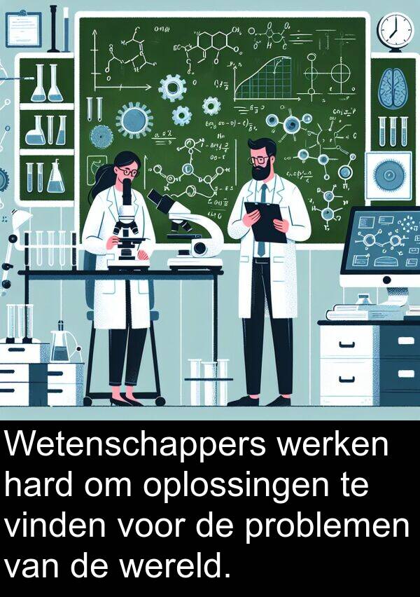 problemen: Wetenschappers werken hard om oplossingen te vinden voor de problemen van de wereld.