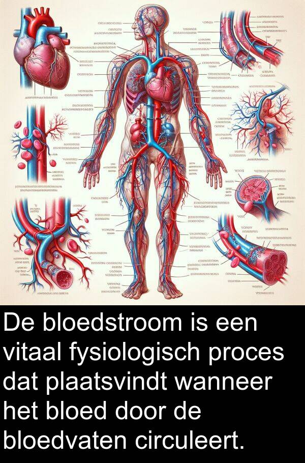 bloed: De bloedstroom is een vitaal fysiologisch proces dat plaatsvindt wanneer het bloed door de bloedvaten circuleert.