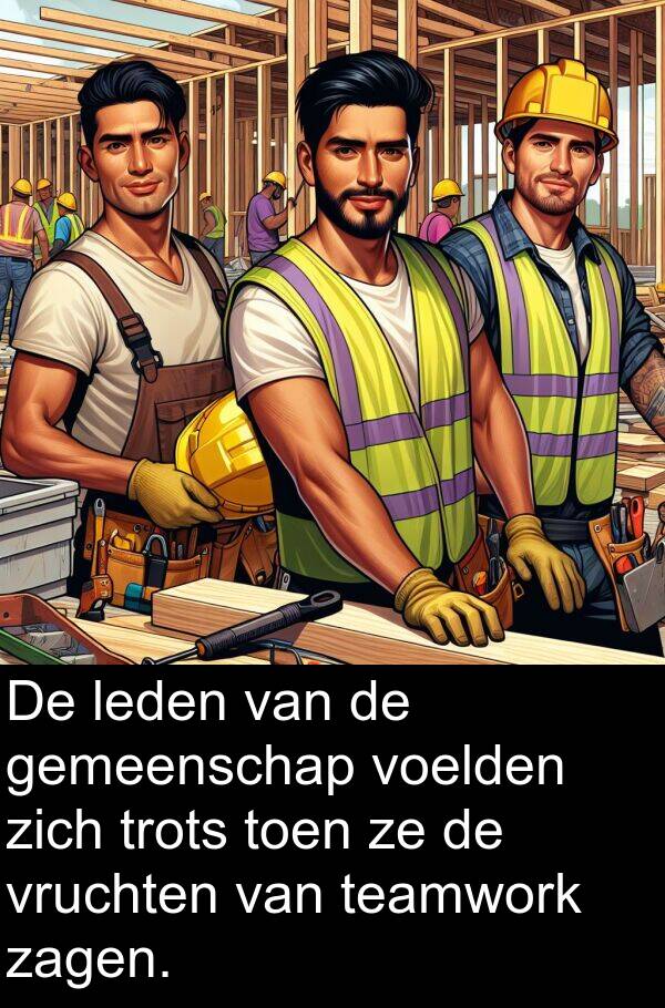 zagen: De leden van de gemeenschap voelden zich trots toen ze de vruchten van teamwork zagen.