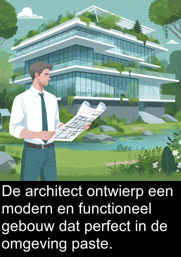 gebouw: De architect ontwierp een modern en functioneel gebouw dat perfect in de omgeving paste.