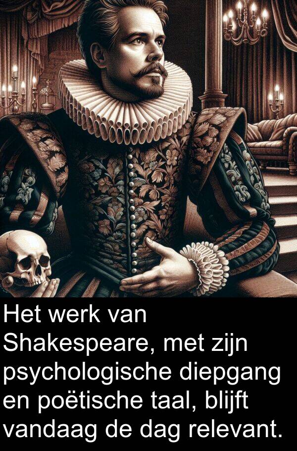 diepgang: Het werk van Shakespeare, met zijn psychologische diepgang en poëtische taal, blijft vandaag de dag relevant.