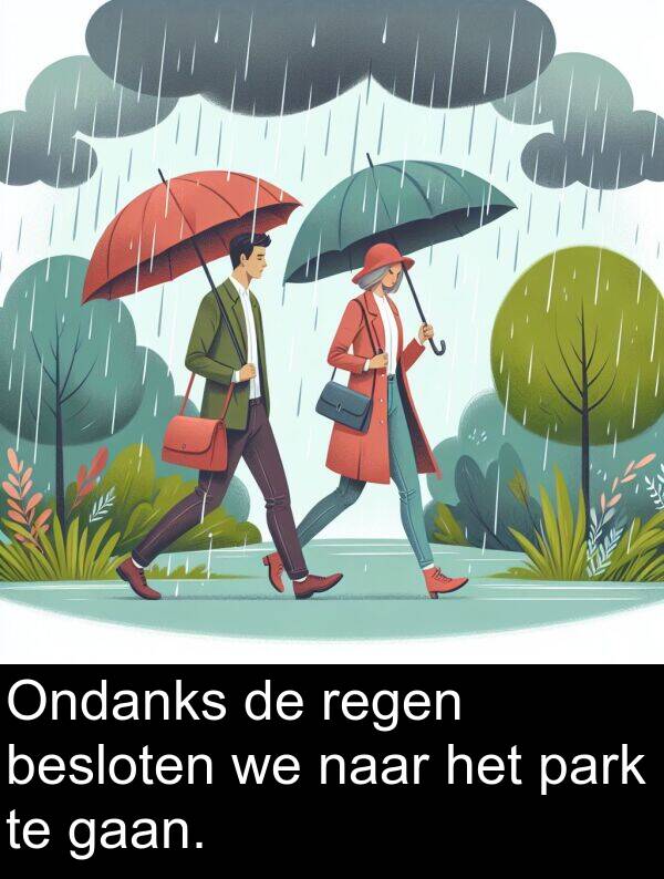 gaan: Ondanks de regen besloten we naar het park te gaan.