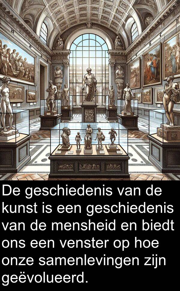 geëvolueerd: De geschiedenis van de kunst is een geschiedenis van de mensheid en biedt ons een venster op hoe onze samenlevingen zijn geëvolueerd.