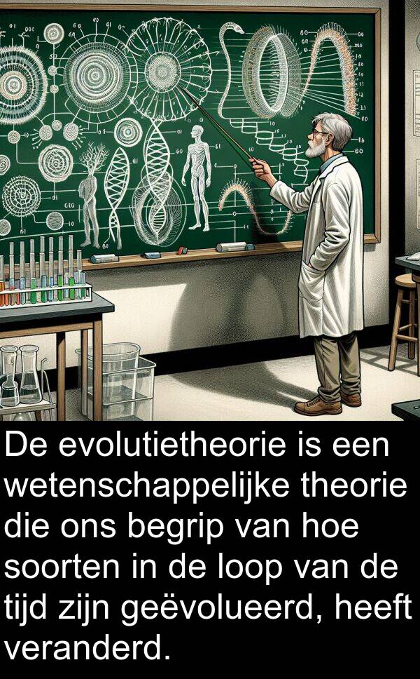 geëvolueerd: De evolutietheorie is een wetenschappelijke theorie die ons begrip van hoe soorten in de loop van de tijd zijn geëvolueerd, heeft veranderd.