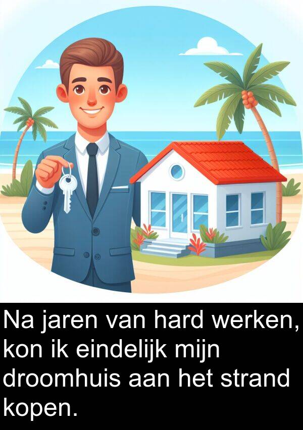 eindelijk: Na jaren van hard werken, kon ik eindelijk mijn droomhuis aan het strand kopen.