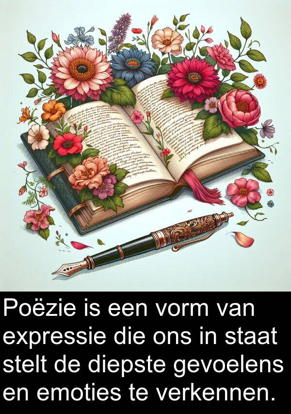 diepste: Poëzie is een vorm van expressie die ons in staat stelt de diepste gevoelens en emoties te verkennen.