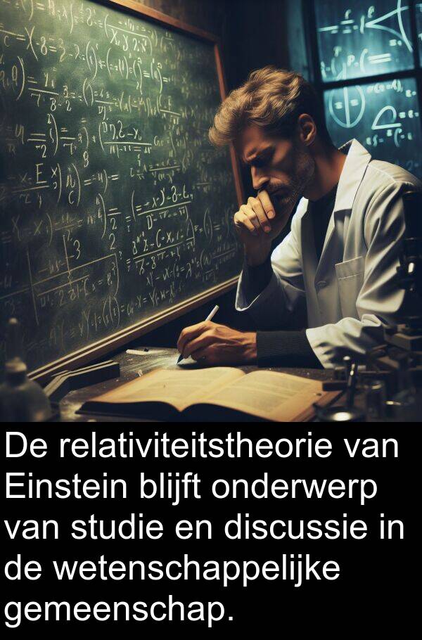 blijft: De relativiteitstheorie van Einstein blijft onderwerp van studie en discussie in de wetenschappelijke gemeenschap.