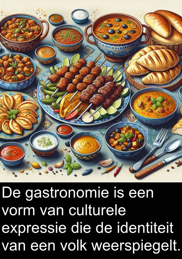 identiteit: De gastronomie is een vorm van culturele expressie die de identiteit van een volk weerspiegelt.