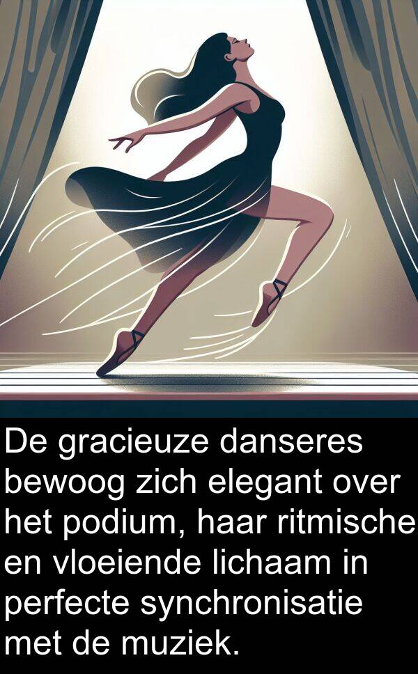 danseres: De gracieuze danseres bewoog zich elegant over het podium, haar ritmische en vloeiende lichaam in perfecte synchronisatie met de muziek.