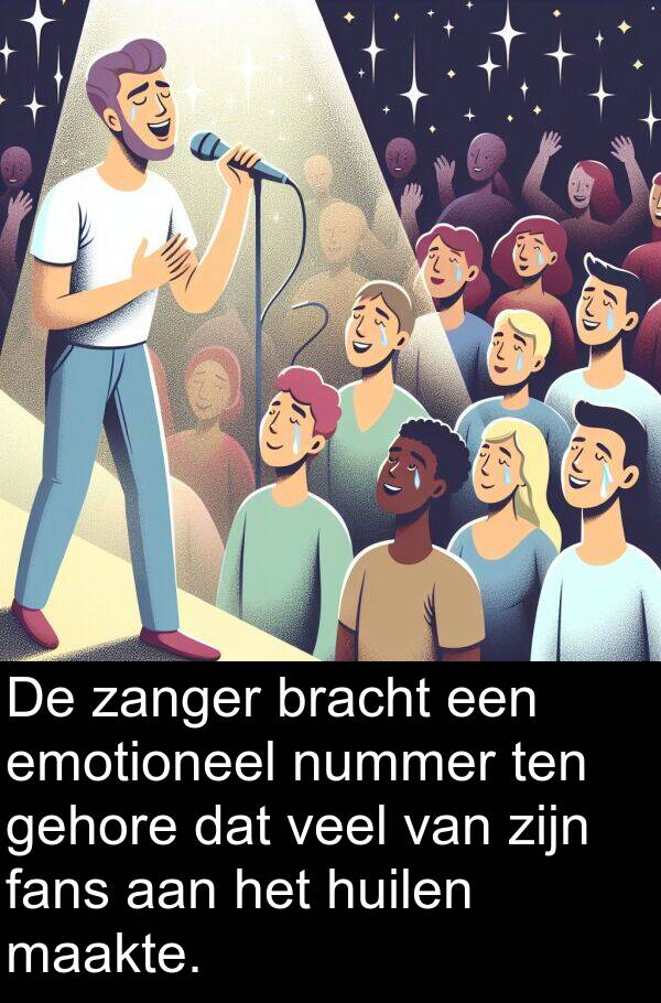 zanger: De zanger bracht een emotioneel nummer ten gehore dat veel van zijn fans aan het huilen maakte.