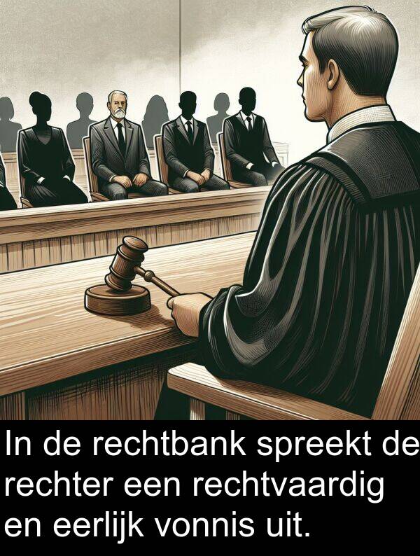 eerlijk: In de rechtbank spreekt de rechter een rechtvaardig en eerlijk vonnis uit.