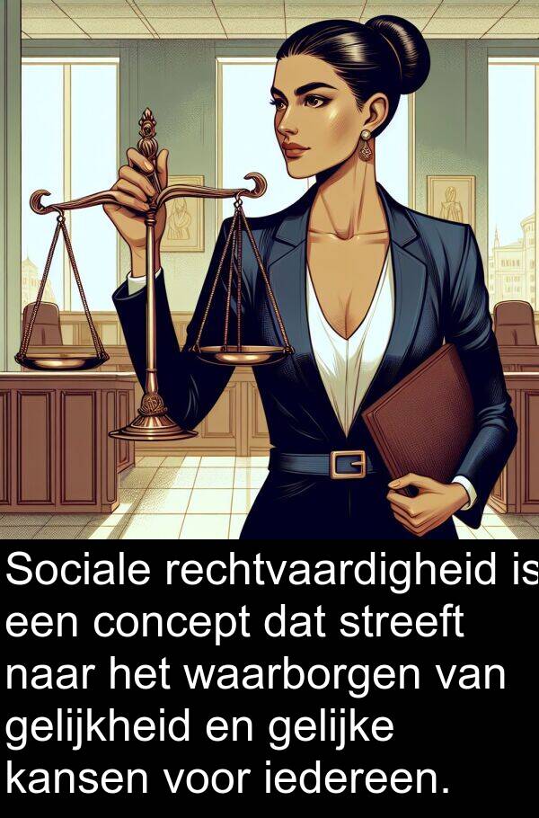 waarborgen: Sociale rechtvaardigheid is een concept dat streeft naar het waarborgen van gelijkheid en gelijke kansen voor iedereen.