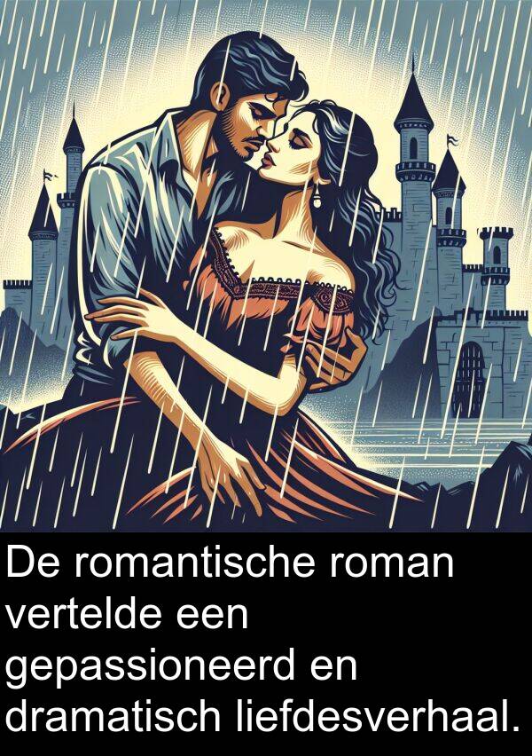 dramatisch: De romantische roman vertelde een gepassioneerd en dramatisch liefdesverhaal.