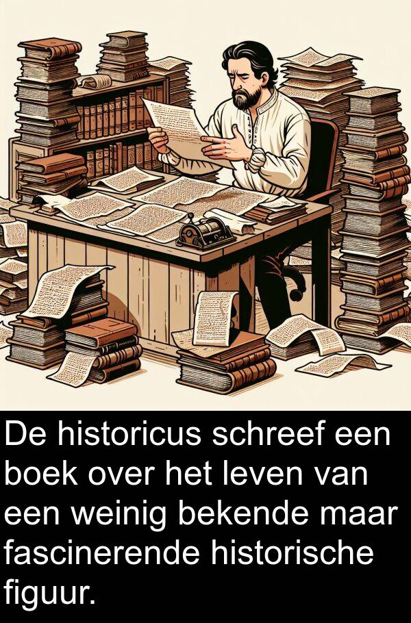 boek: De historicus schreef een boek over het leven van een weinig bekende maar fascinerende historische figuur.