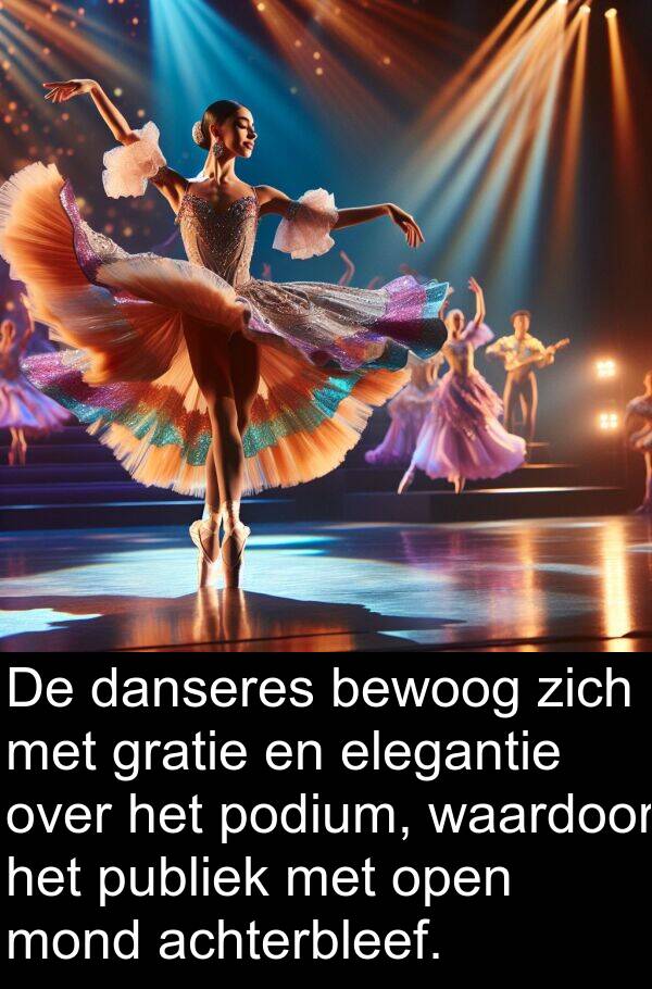 danseres: De danseres bewoog zich met gratie en elegantie over het podium, waardoor het publiek met open mond achterbleef.