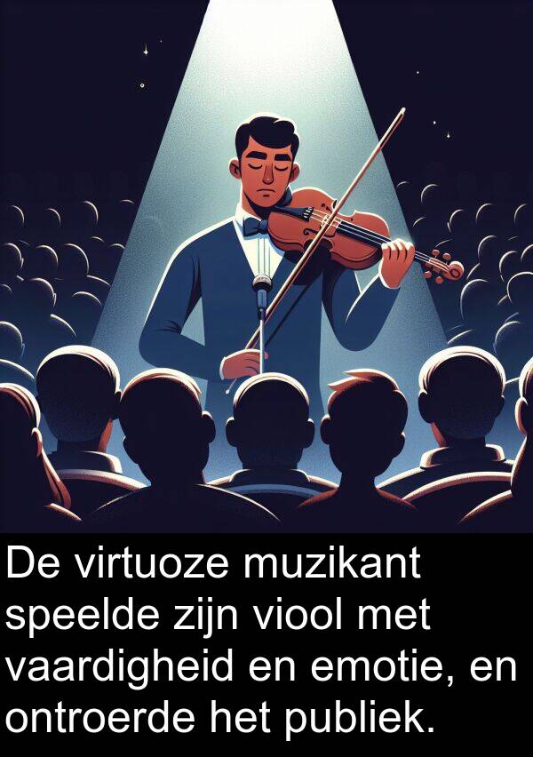 vaardigheid: De virtuoze muzikant speelde zijn viool met vaardigheid en emotie, en ontroerde het publiek.