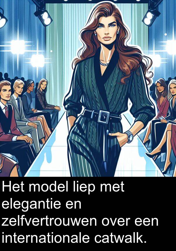 zelfvertrouwen: Het model liep met elegantie en zelfvertrouwen over een internationale catwalk.