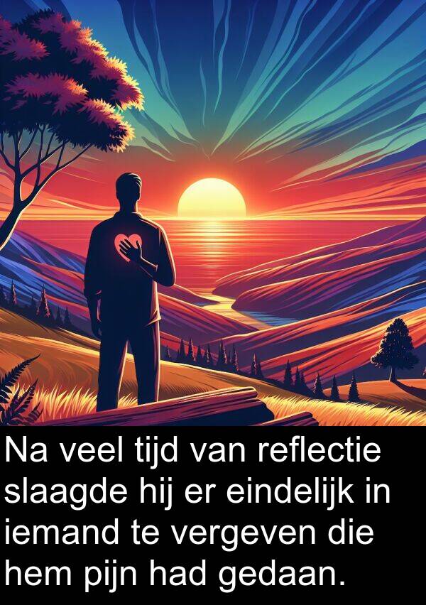 pijn: Na veel tijd van reflectie slaagde hij er eindelijk in iemand te vergeven die hem pijn had gedaan.