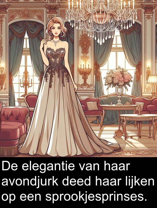 elegantie: De elegantie van haar avondjurk deed haar lijken op een sprookjesprinses.