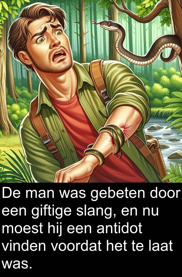 gebeten: De man was gebeten door een giftige slang, en nu moest hij een antidot vinden voordat het te laat was.