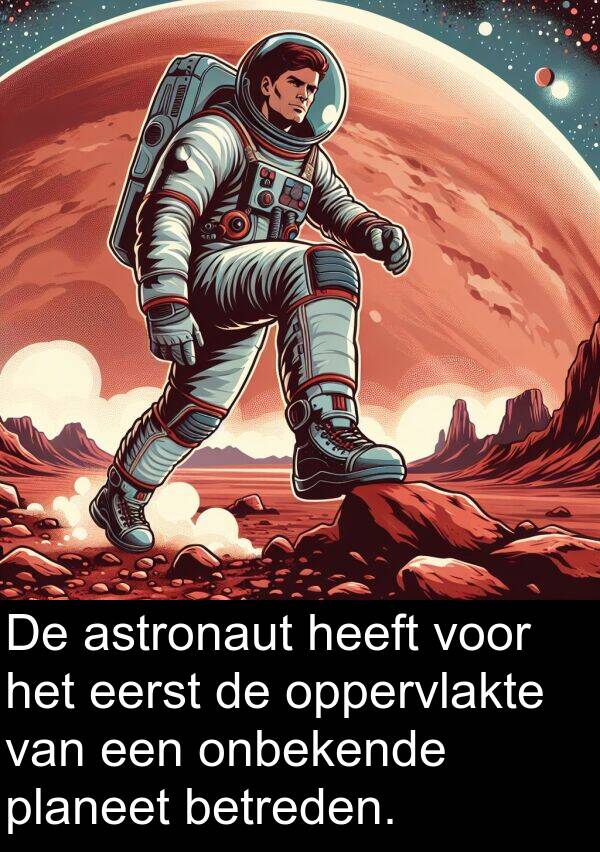 planeet: De astronaut heeft voor het eerst de oppervlakte van een onbekende planeet betreden.