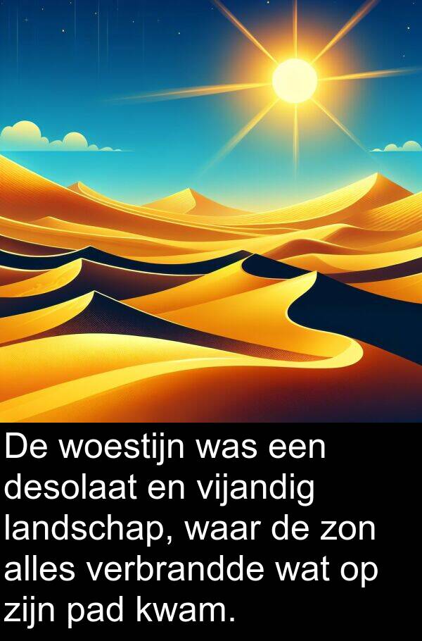 waar: De woestijn was een desolaat en vijandig landschap, waar de zon alles verbrandde wat op zijn pad kwam.