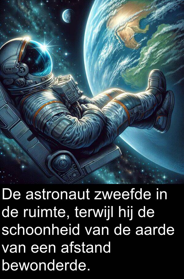 aarde: De astronaut zweefde in de ruimte, terwijl hij de schoonheid van de aarde van een afstand bewonderde.