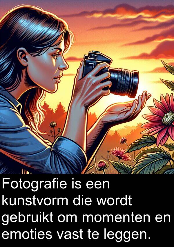 vast: Fotografie is een kunstvorm die wordt gebruikt om momenten en emoties vast te leggen.