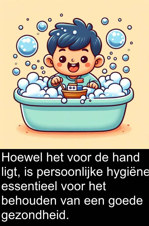 hand: Hoewel het voor de hand ligt, is persoonlijke hygiëne essentieel voor het behouden van een goede gezondheid.